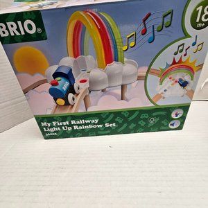 BRIO My First Railway Light Up Train Rainbow Set Tracks Bridge Interactive Wood